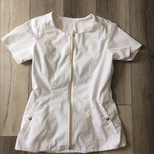 COPY - Jaanuu xs white biker scrub top